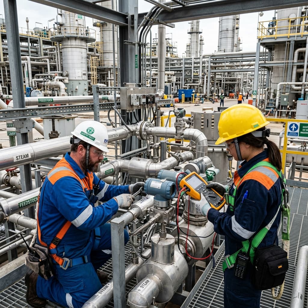 Engineers commissioning industrial instrumentation
